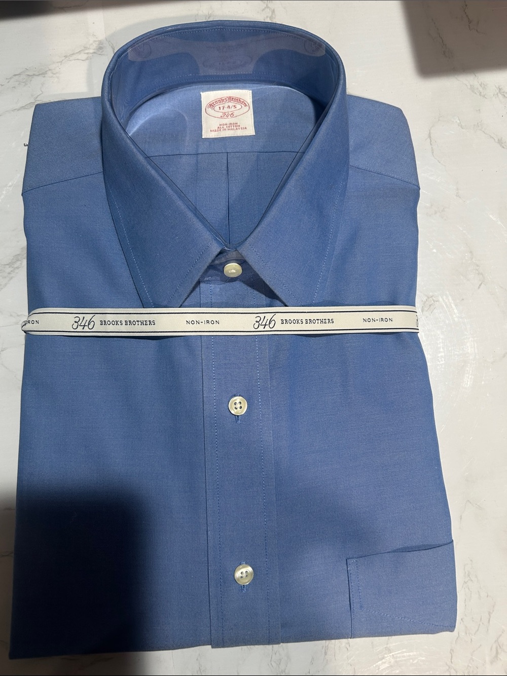 Brooks Brothers 346 Non-Iron Dress Shirt in Slate Blue Neck 17 4/5